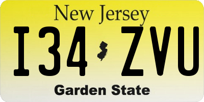 NJ license plate I34ZVU