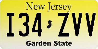 NJ license plate I34ZVV