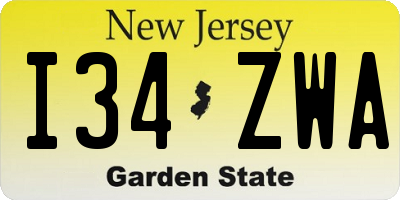NJ license plate I34ZWA