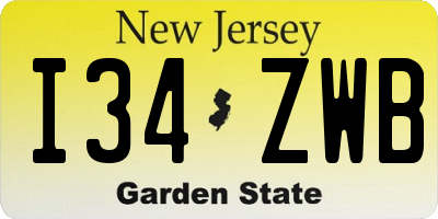 NJ license plate I34ZWB