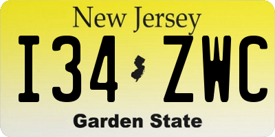 NJ license plate I34ZWC
