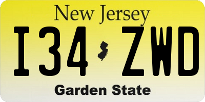 NJ license plate I34ZWD