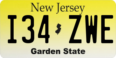 NJ license plate I34ZWE
