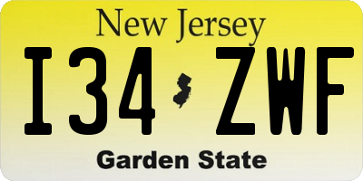 NJ license plate I34ZWF