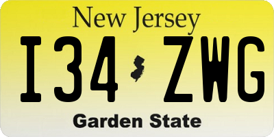 NJ license plate I34ZWG