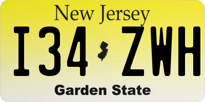 NJ license plate I34ZWH