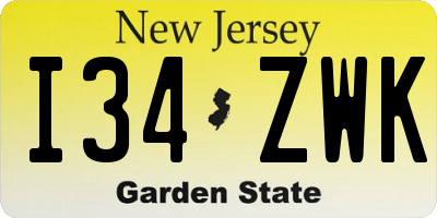 NJ license plate I34ZWK