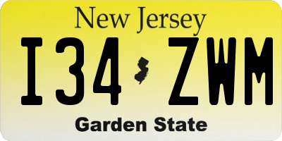 NJ license plate I34ZWM