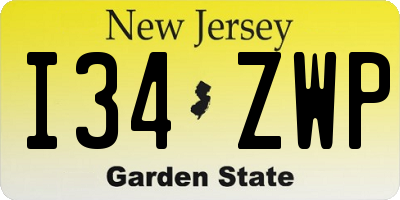 NJ license plate I34ZWP