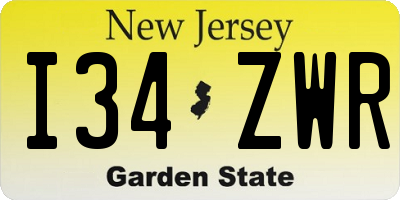 NJ license plate I34ZWR