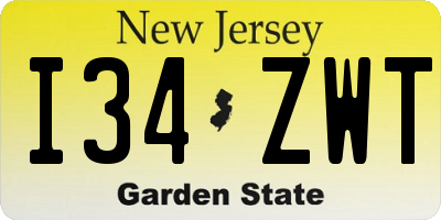 NJ license plate I34ZWT