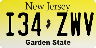 NJ license plate I34ZWV