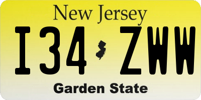 NJ license plate I34ZWW