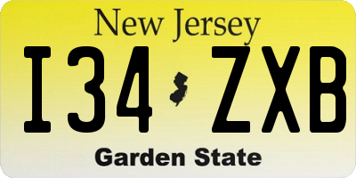 NJ license plate I34ZXB