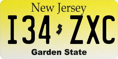 NJ license plate I34ZXC