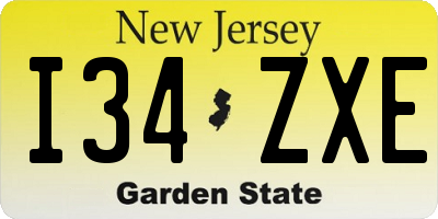 NJ license plate I34ZXE