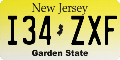 NJ license plate I34ZXF