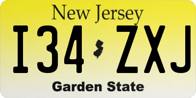 NJ license plate I34ZXJ