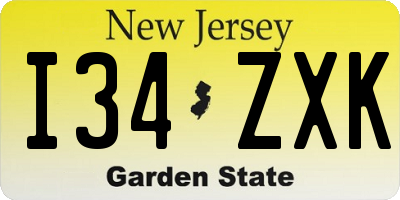 NJ license plate I34ZXK
