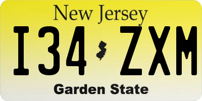 NJ license plate I34ZXM