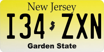 NJ license plate I34ZXN