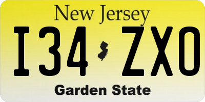 NJ license plate I34ZXO