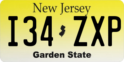 NJ license plate I34ZXP