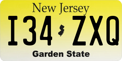 NJ license plate I34ZXQ