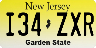 NJ license plate I34ZXR