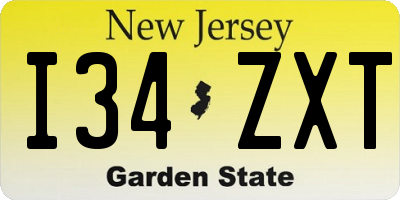 NJ license plate I34ZXT