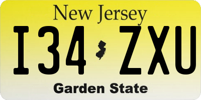 NJ license plate I34ZXU