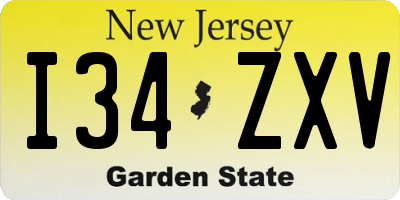 NJ license plate I34ZXV