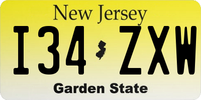 NJ license plate I34ZXW