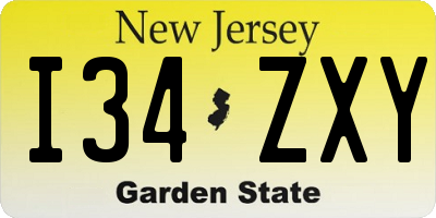 NJ license plate I34ZXY