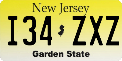 NJ license plate I34ZXZ