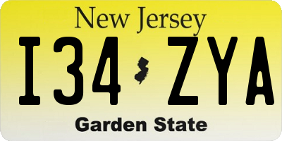 NJ license plate I34ZYA