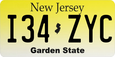 NJ license plate I34ZYC