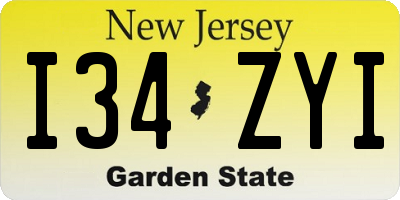NJ license plate I34ZYI