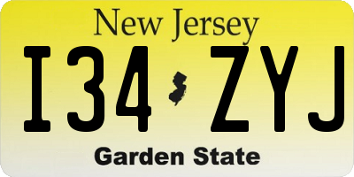 NJ license plate I34ZYJ
