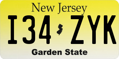 NJ license plate I34ZYK