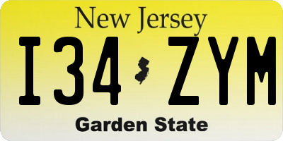 NJ license plate I34ZYM