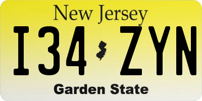 NJ license plate I34ZYN
