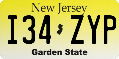 NJ license plate I34ZYP