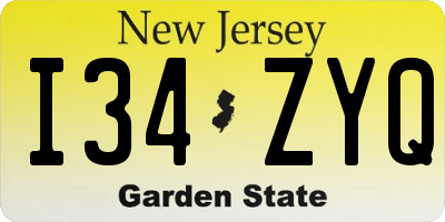 NJ license plate I34ZYQ