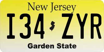 NJ license plate I34ZYR