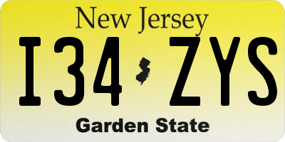 NJ license plate I34ZYS