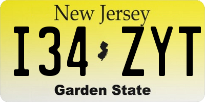 NJ license plate I34ZYT