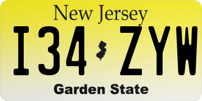 NJ license plate I34ZYW