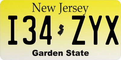 NJ license plate I34ZYX