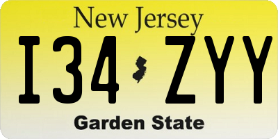 NJ license plate I34ZYY